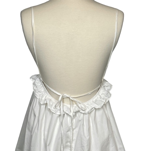 Lulus White Cotton Empire Waist Backless Mini Sz M - Picture 9 of 12